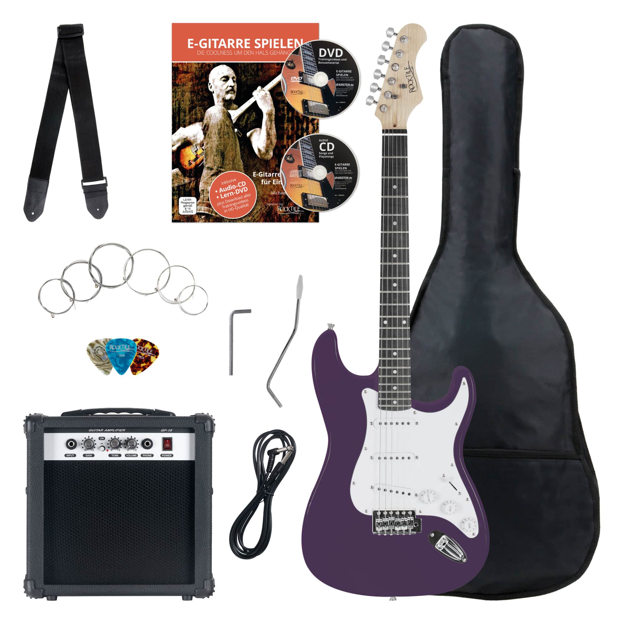 Rocktile Banger's Pack E-Gitarren Set, 8-teilig Purple  - Retoure (Zustand: gut)