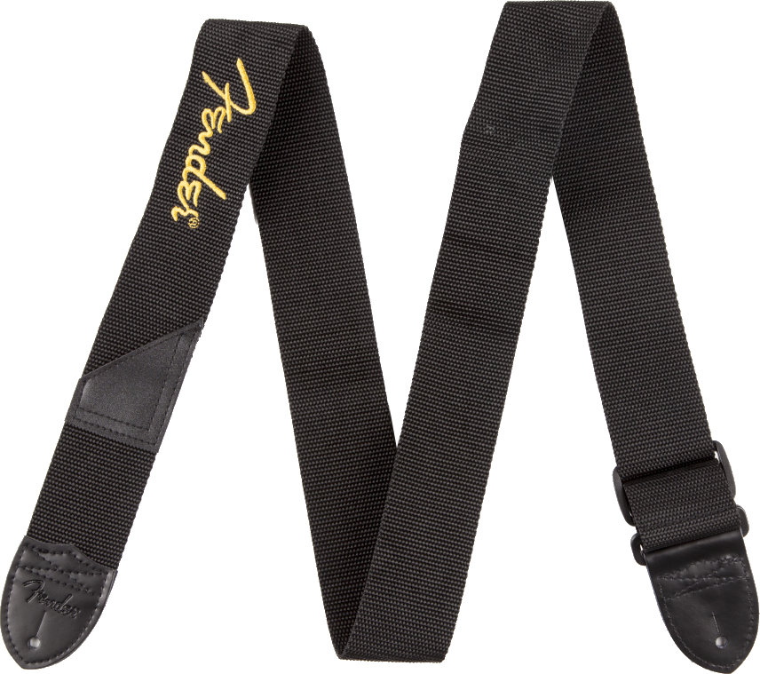 Fender Logo Strap Black with Yellow Logo