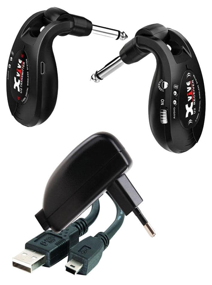 Xvive Wireless System U2 Black Gitarren-System Set inkl. USB-Kabel & USB-Netzteil