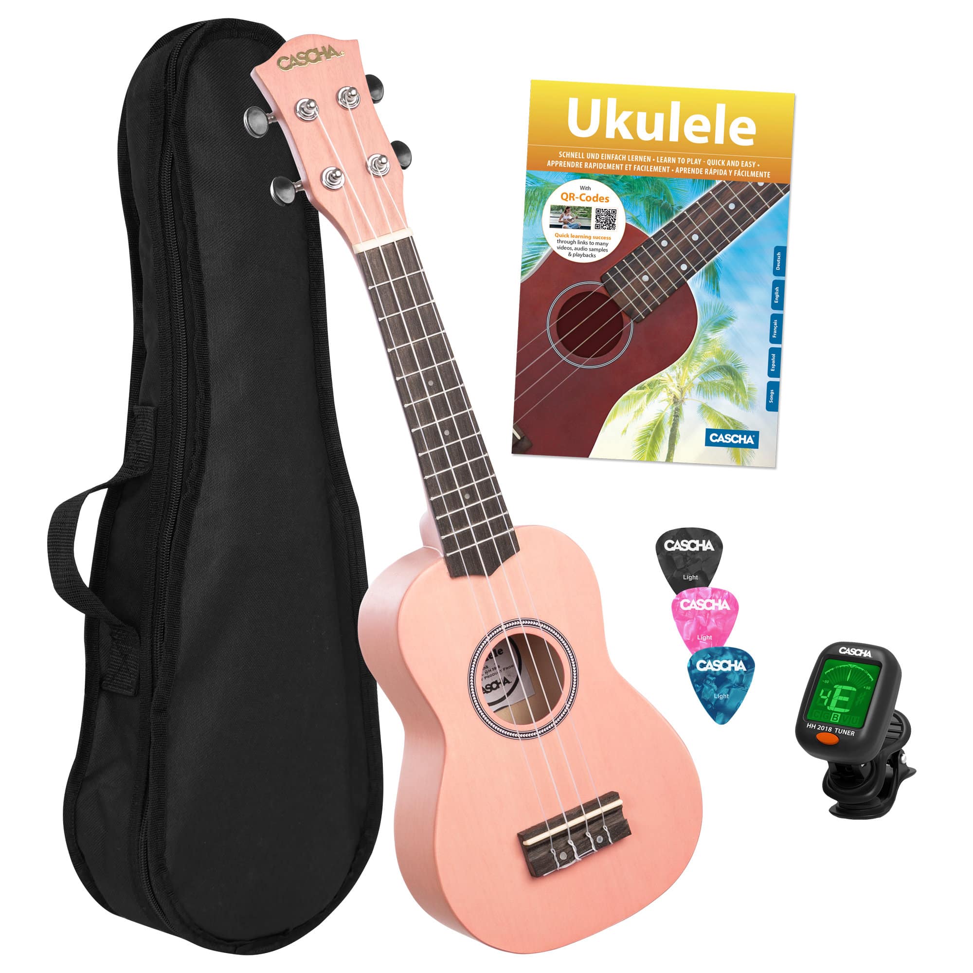 Cascha 3976 Sopran Ukulele Bundle Pink