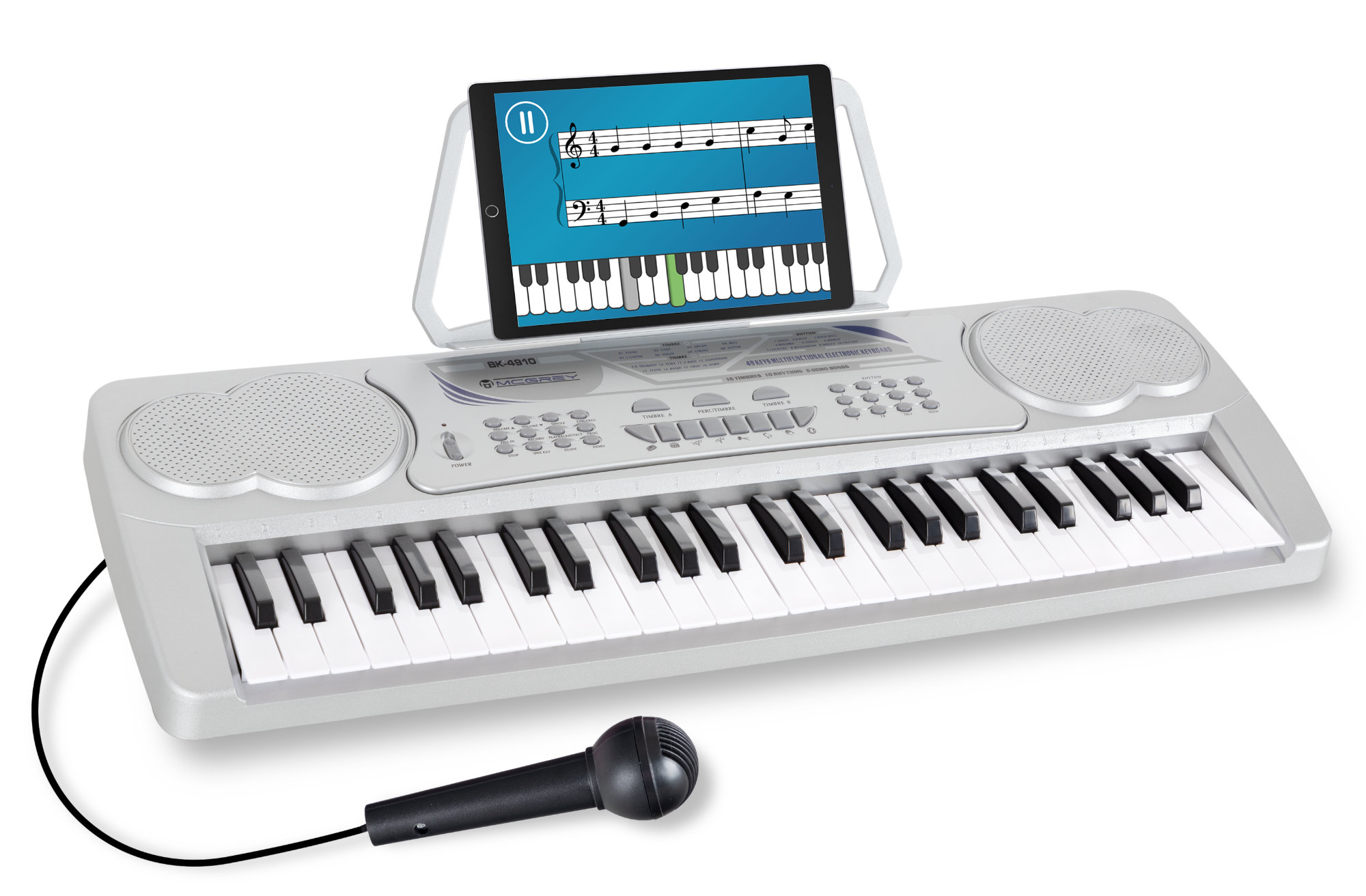 McGrey BK-4910SR Keyboard mit 49 Tasten und Notenhalter Silber  - Retoure (Zustand: sehr gut)