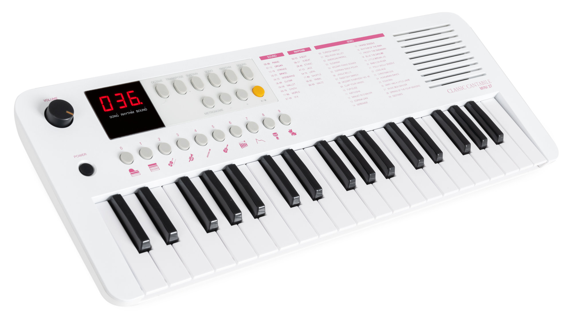 Classic Cantabile MINI-37 Keyboard weiß-pink  - Retoure (Zustand: sehr gut)