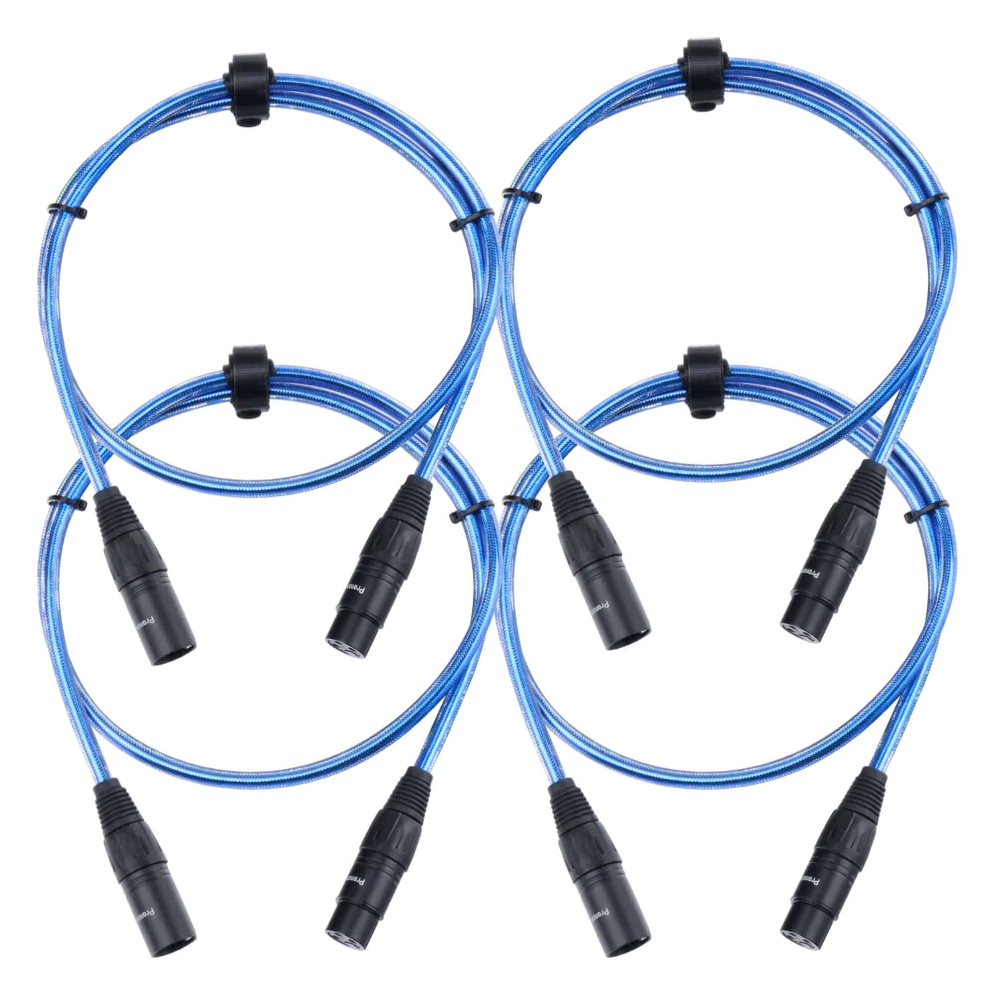 Pronomic Stage XFXM-Blue-1 Mikrofonkabel XLR 1 m Metallic Blue 4x Set