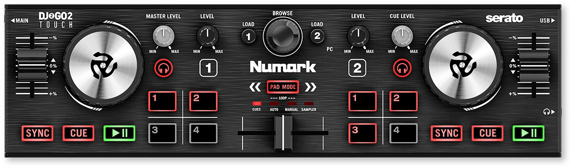 Numark Dj2go2 Touch Dj Controller Schwarz Serato Dj Lite Jogwheels