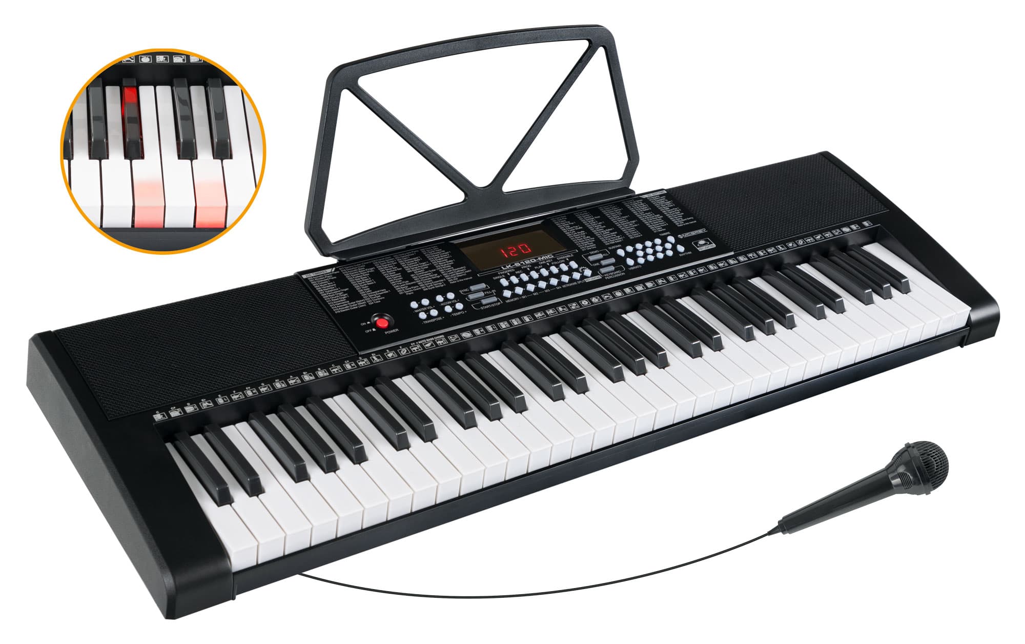 McGrey LK-6120-MIC Leuchttasten-Keyboard mit Mikrofon schwarz  - Retoure (Zustand: sehr gut)