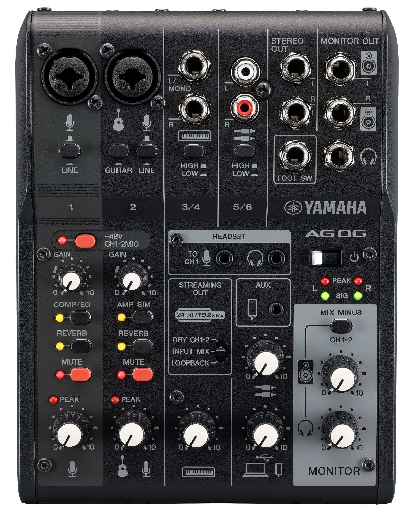 Yamaha AG06 MK2 USB-Audiointerface Schwarz  - 1A Showroom Modell (Zustand: wie neu, in OVP)