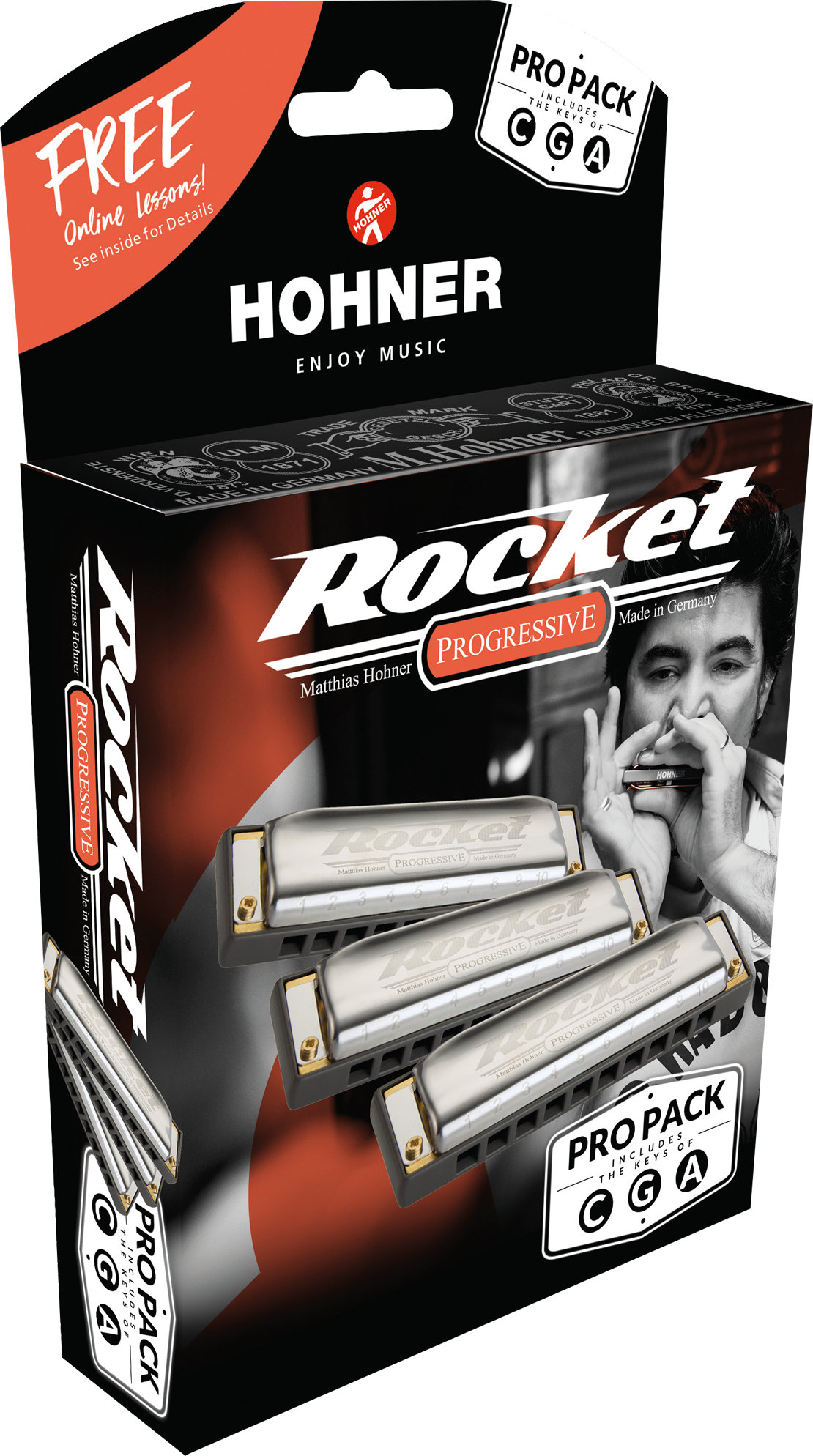 Hohner Rocket C/G/A Mundharmonika Pro Pack