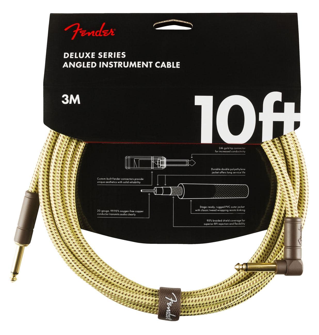 Fender Deluxe Series Cable Angled 3m Tweed