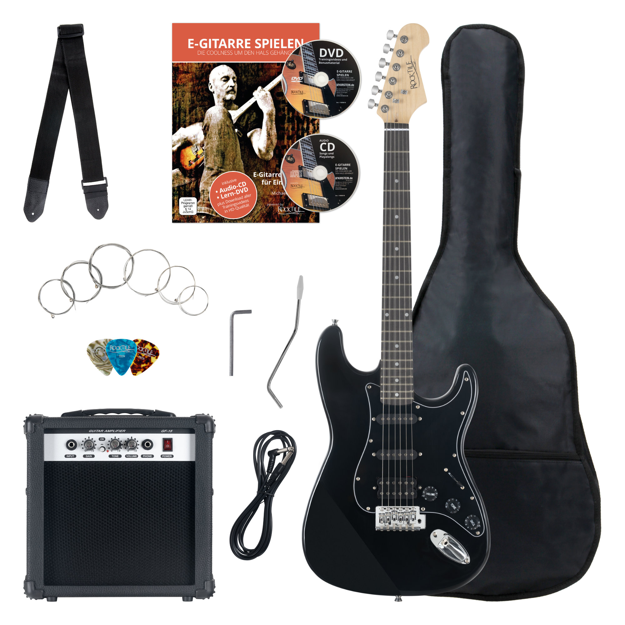 Rocktile Banger's Power Pack E-Gitarren Set, 8-teilig Black  - Retoure (Verpackungsschaden)