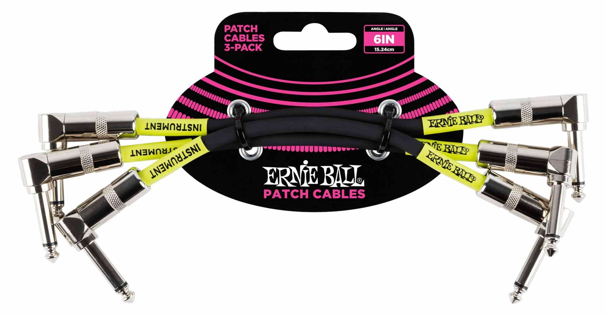 Ernie Ball 6050 Patchkabel 15,24 cm, 3er Pack Schwarz