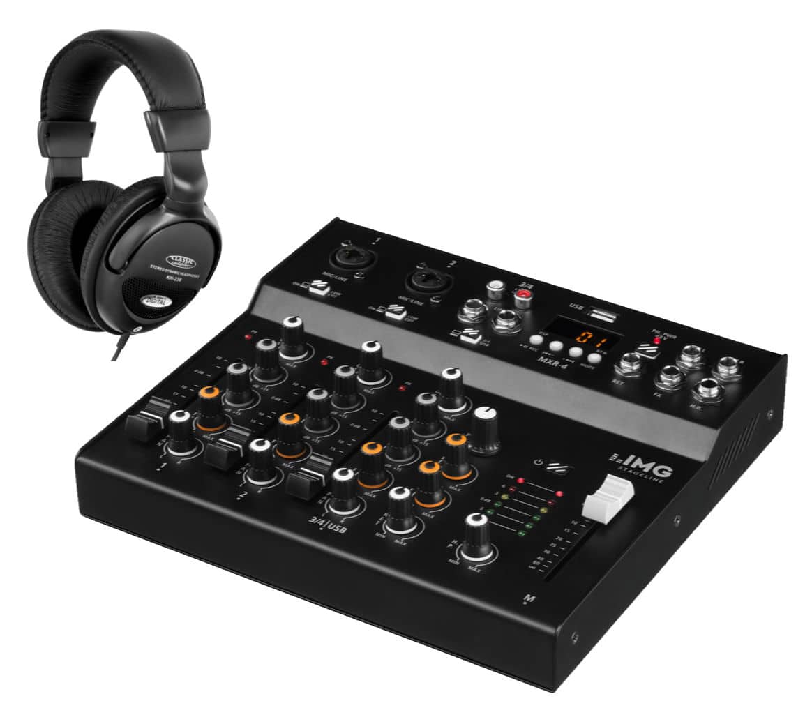 IMG Stageline MXR-4 USB Mixer mit Bluetooth Set