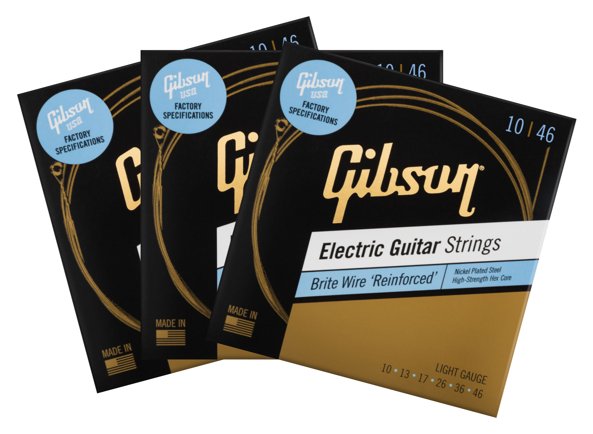 Gibson SEG-BWR10 Brite Wire Reinforced 010-046 3er Set