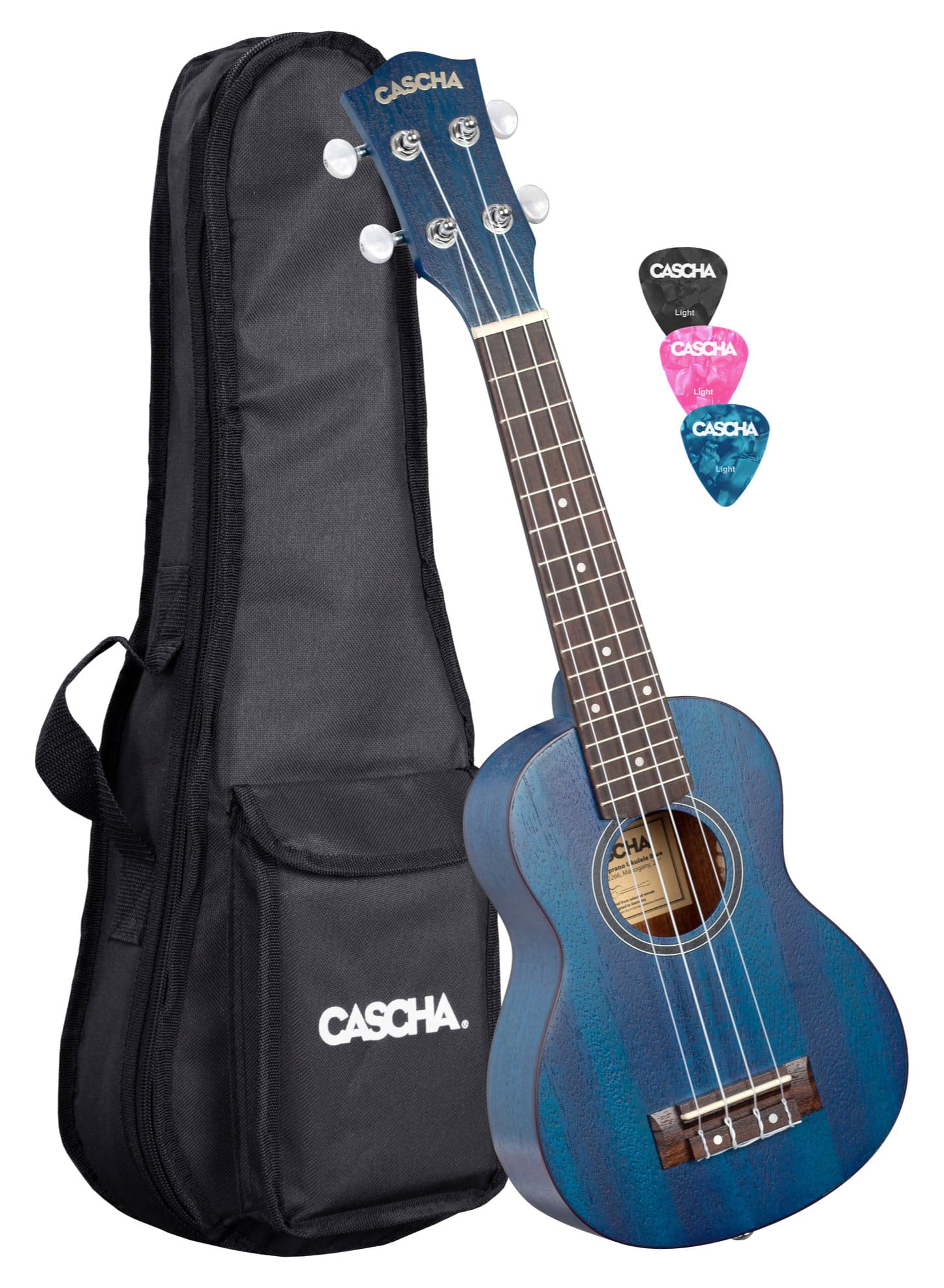 Cascha 2266 Premium Mahagoni Sopran Ukulele Bundle Blau