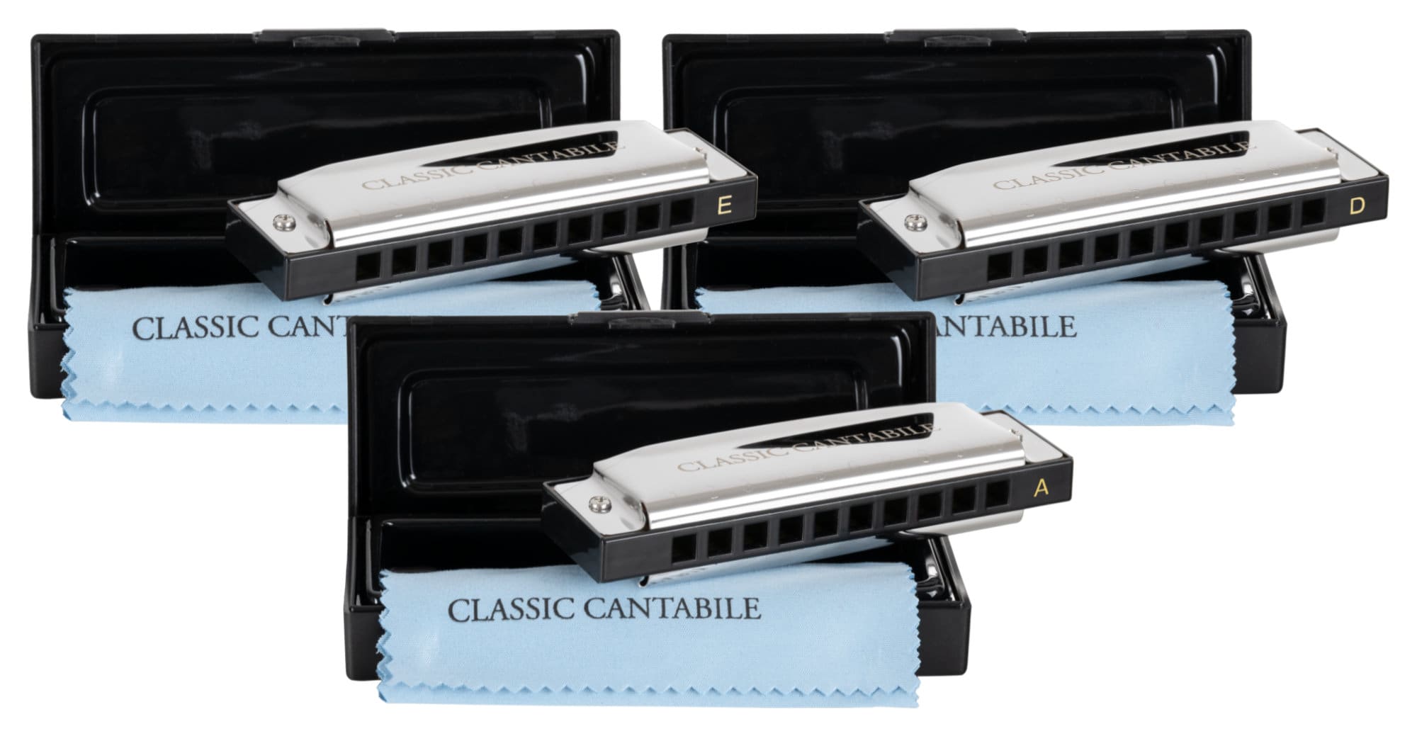 Classic Cantabile AHB-250 Alabama Blues Harmonica Starter Set "Blues" E/A/D