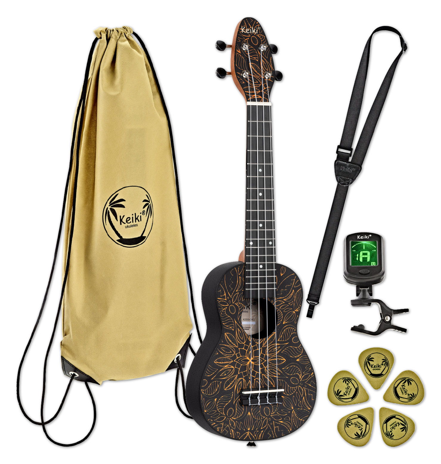 Ortega K2SS-OKC Keiki Superscale Ukulele Pack Orange Kaleidoscope  - Retoure (Zustand: wie neu)