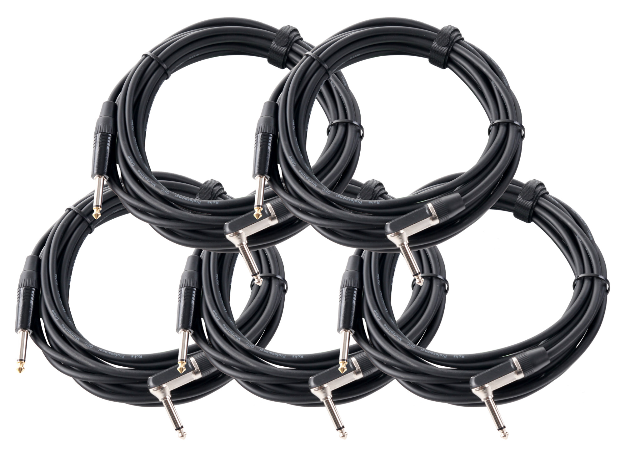 Pronomic Stage INST-A-6 Instrumentenkabel Winkelstecker 6 m schwarz 5x Set