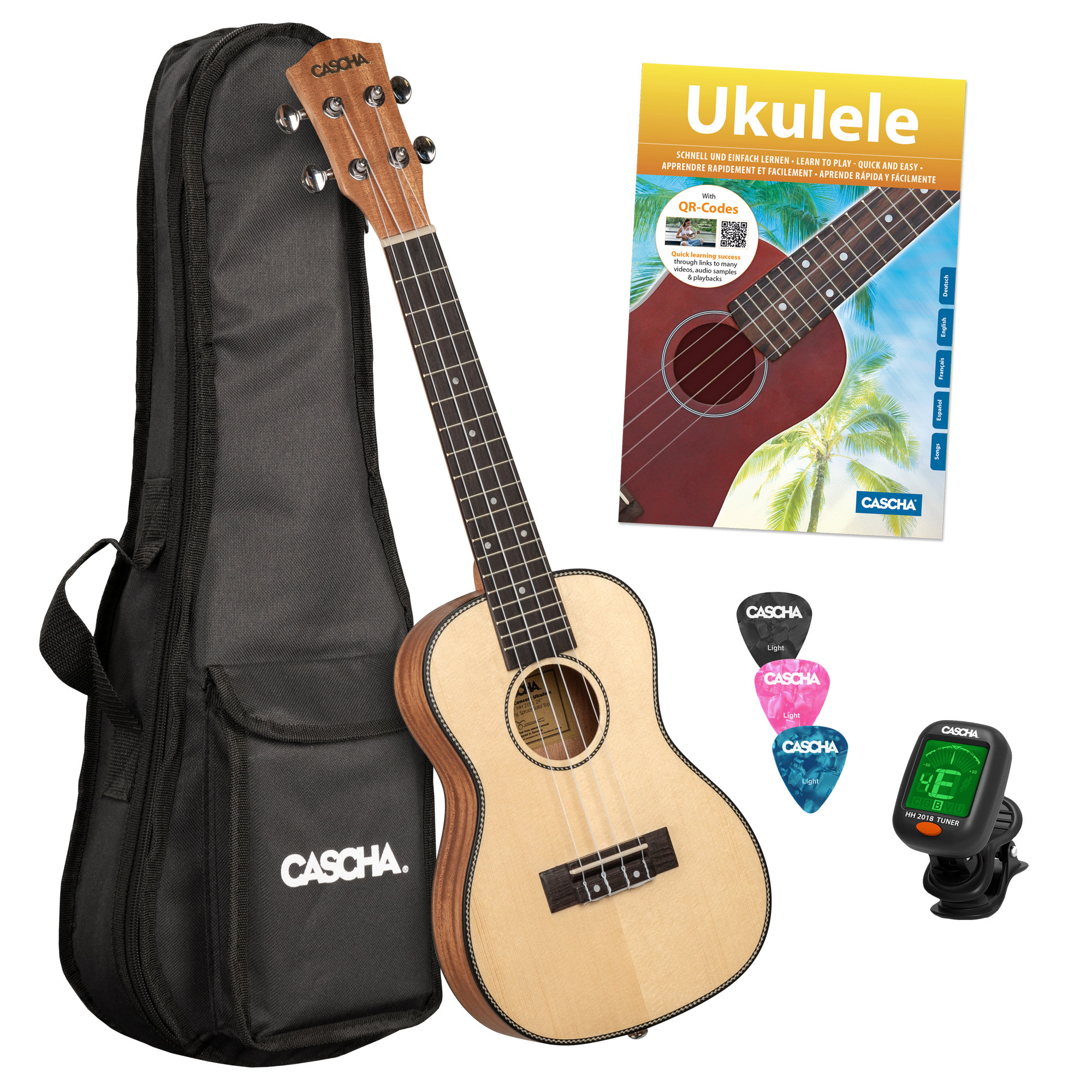 Cascha 2152 Solid Top Konzert Ukulele Bundle  - Retoure (Zustand: sehr gut)