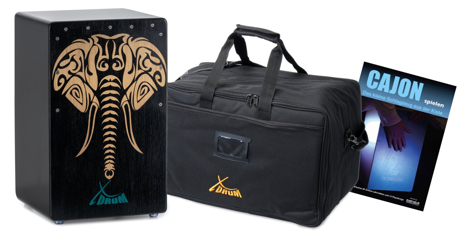 XDrum Design Series Cajon "Elephant" Set inkl. Tasche + Schule