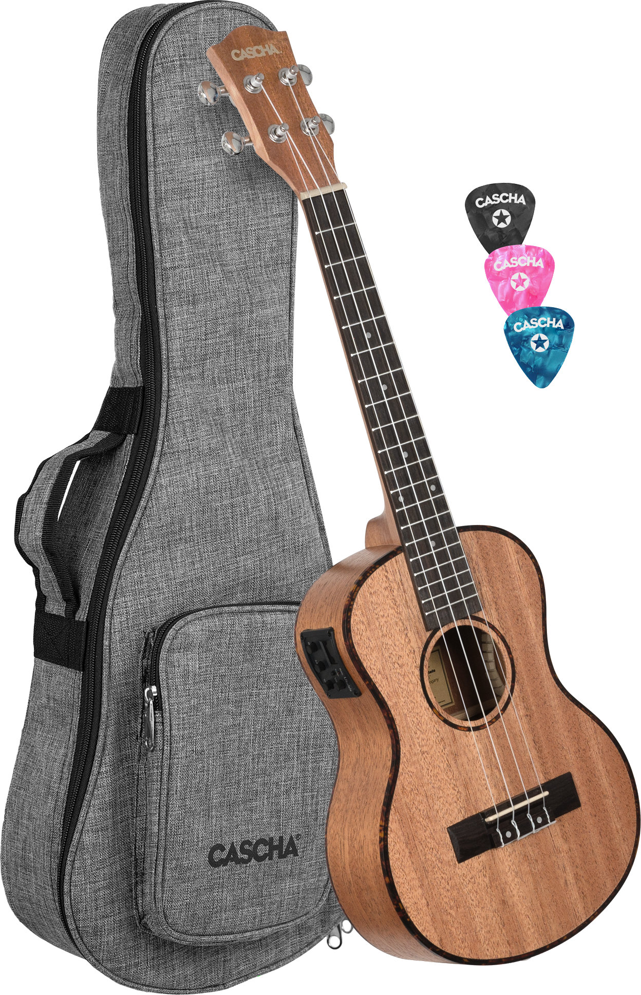 Cascha Premium Tenor Mahagoni Ukulele Set mit Tonabnehmer  - Retoure (Zustand: sehr gut)