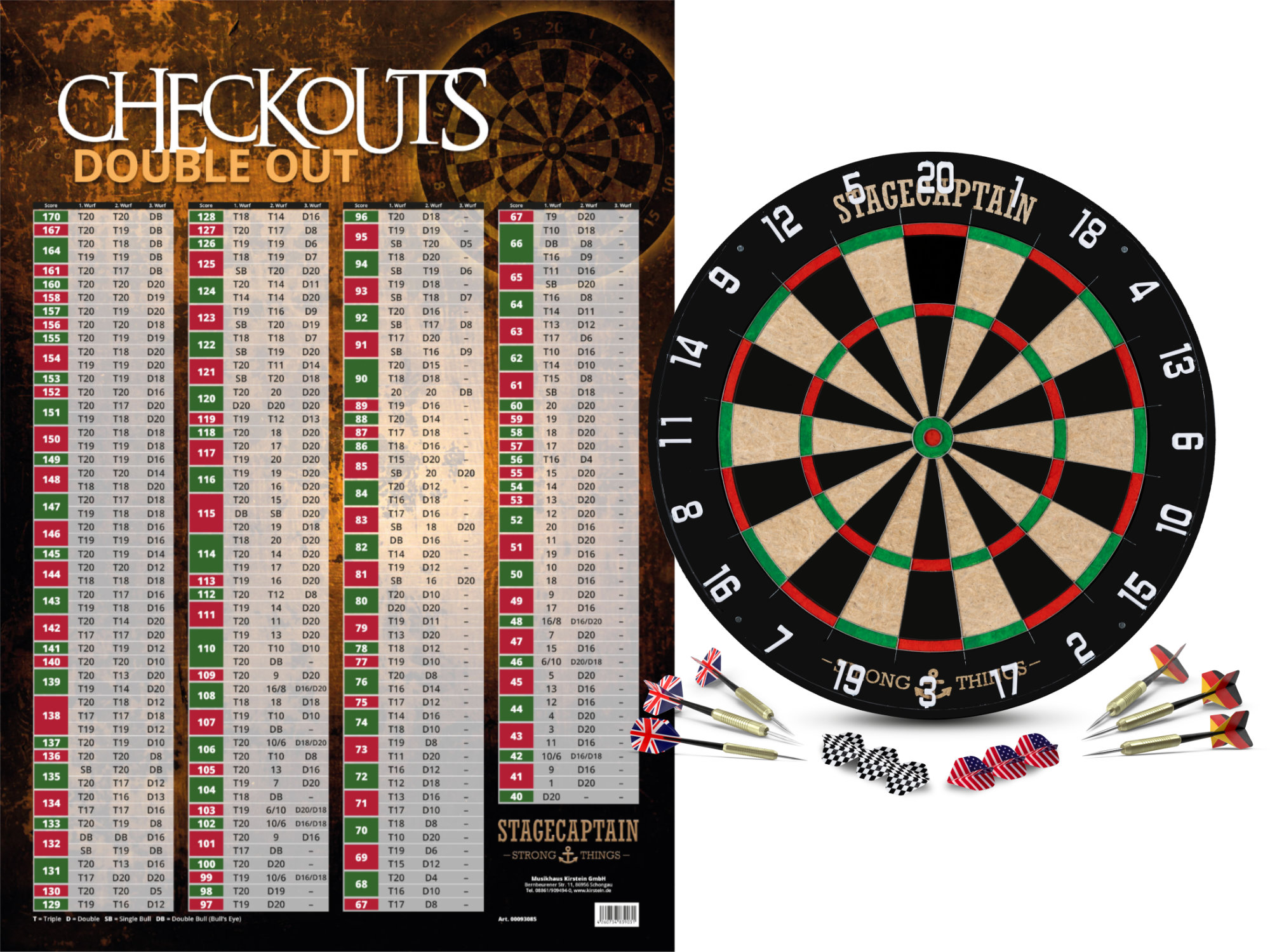 Stagecaptain DBS-1715C BullsEye Champion Dartscheibe Poster Set