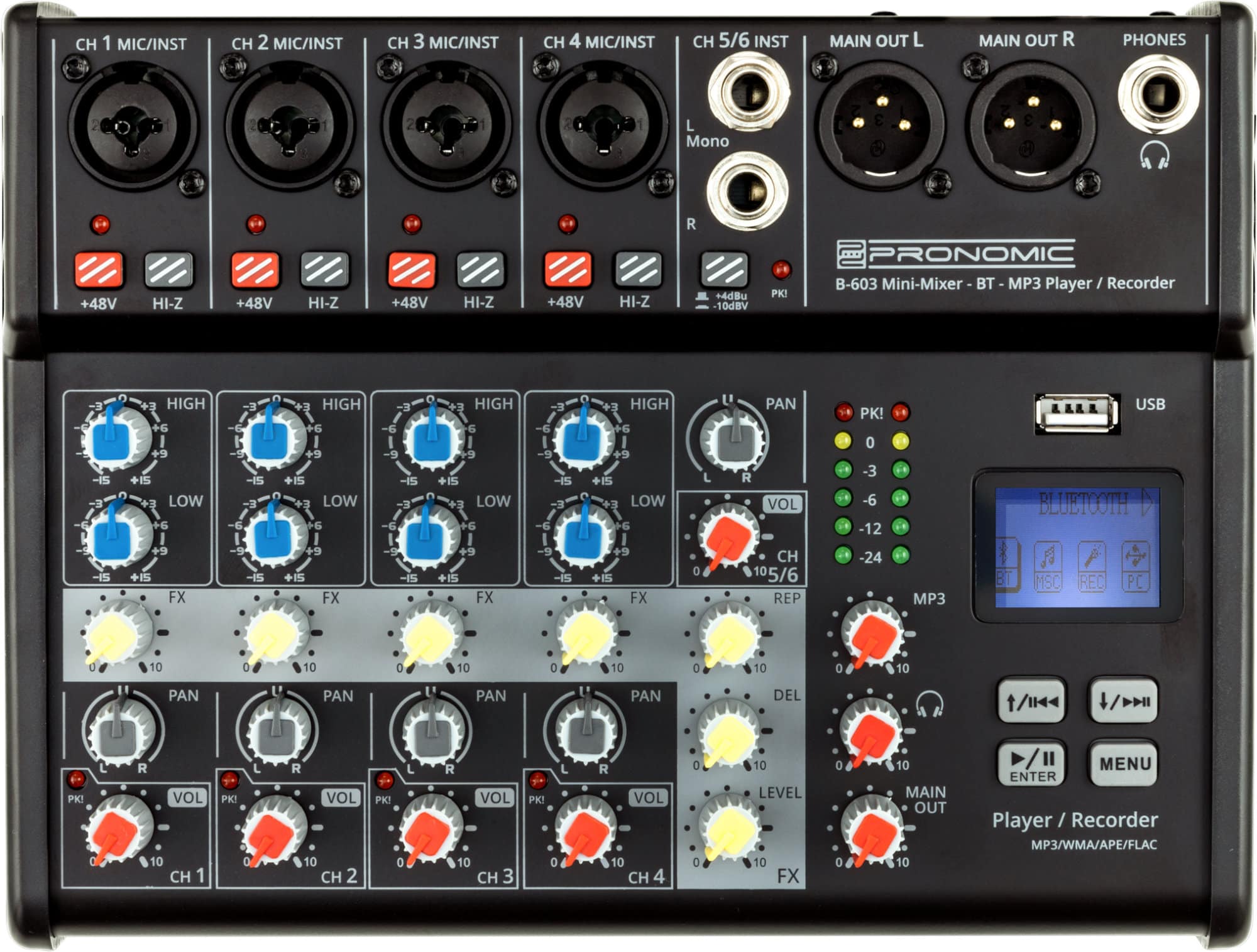 Pronomic B-603 Mini-Mixer mit Bluetooth und USB-Recording  - Retoure (Zustand: sehr gut)