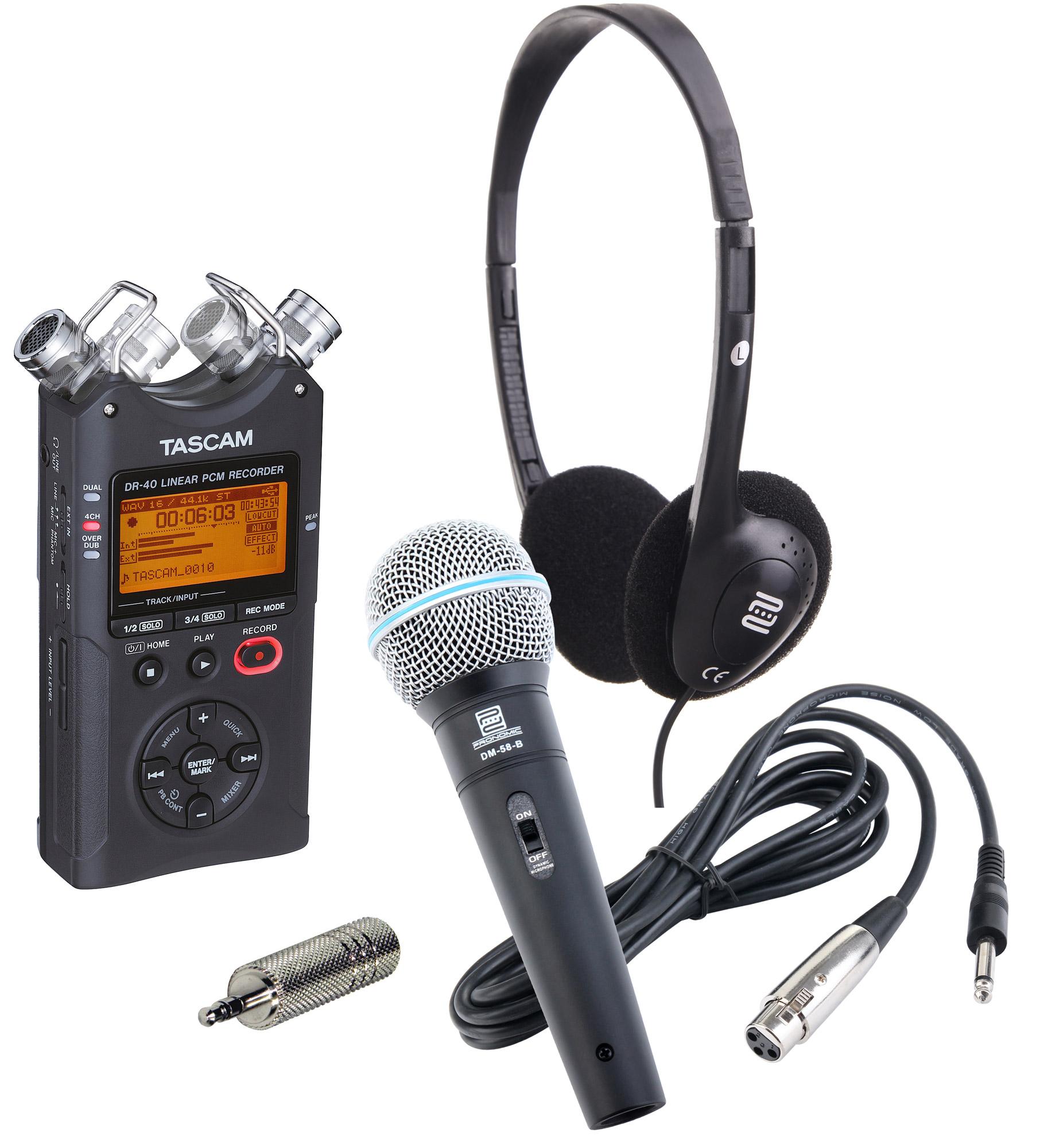 Tascam DR40 Linear PCM/MP3 Recorder Set