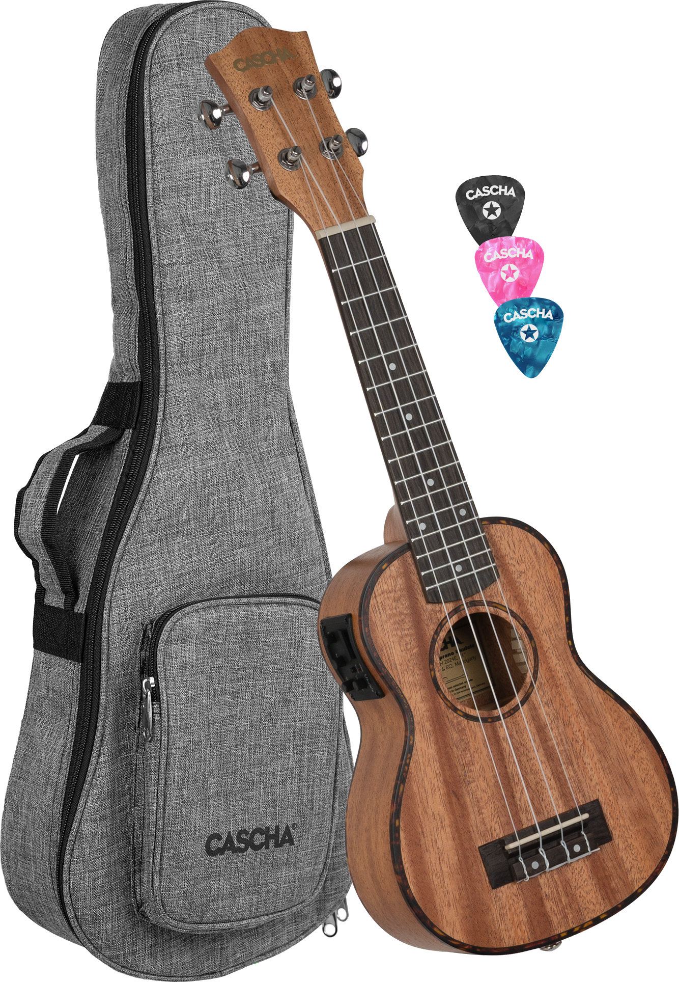 Cascha Premium Sopran Mahagoni Ukulele Set mit Tonabnehmer  - Retoure (Zustand: sehr gut)