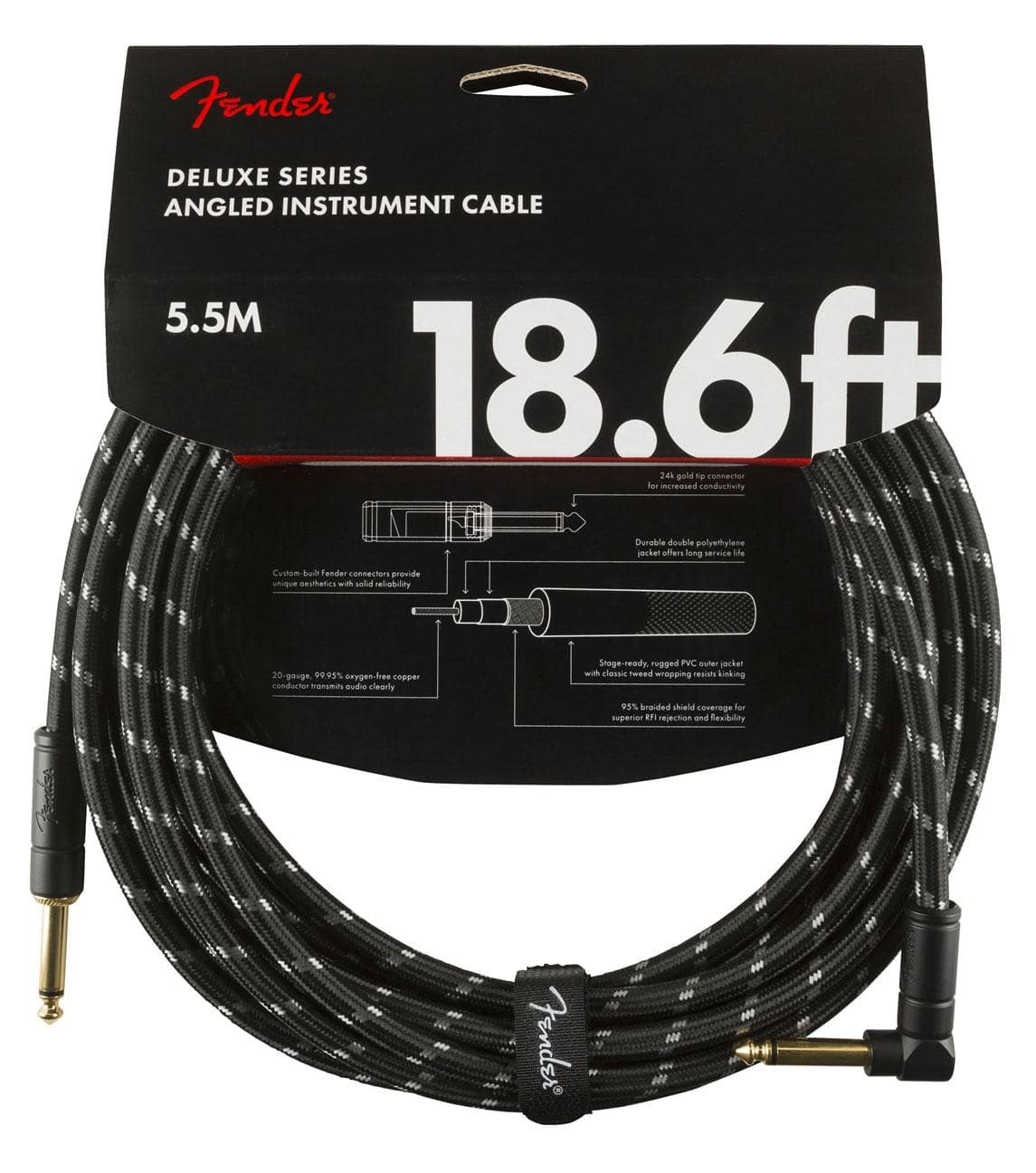 Fender Deluxe Series Cable Angled 5,5m Black Tweed