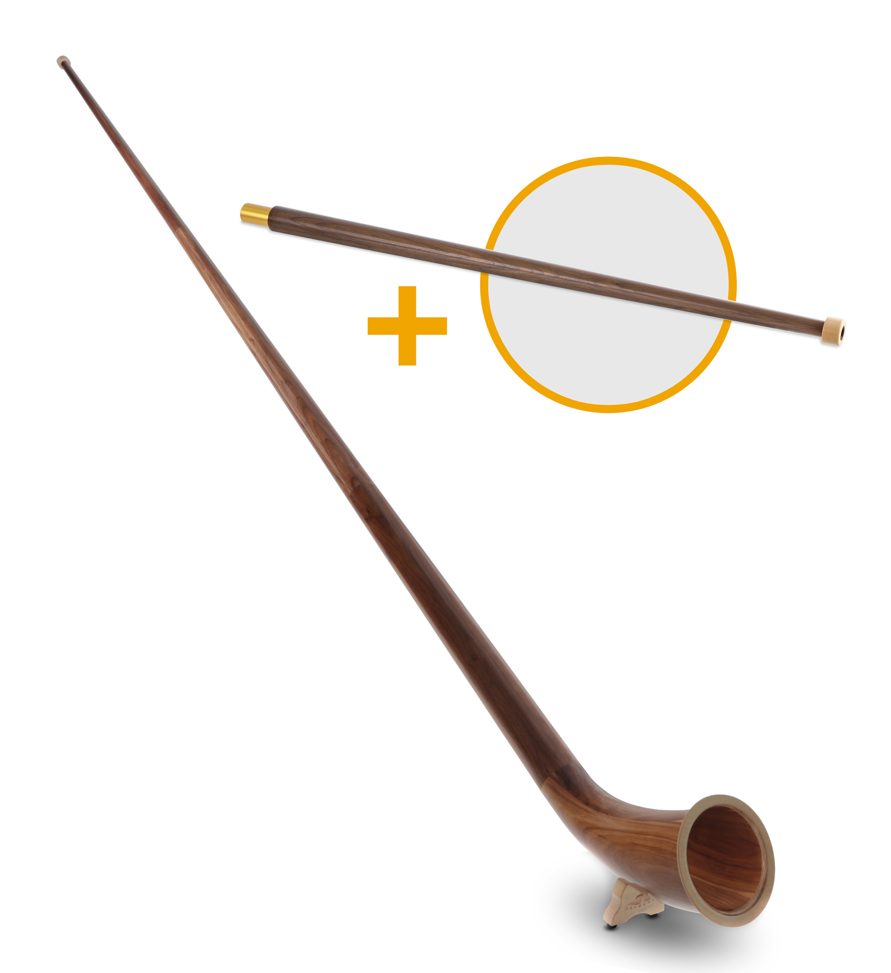 Lechgold Alphorn Nuss F 360 cm 3-teilig Set inkl. Fis-Handrohr