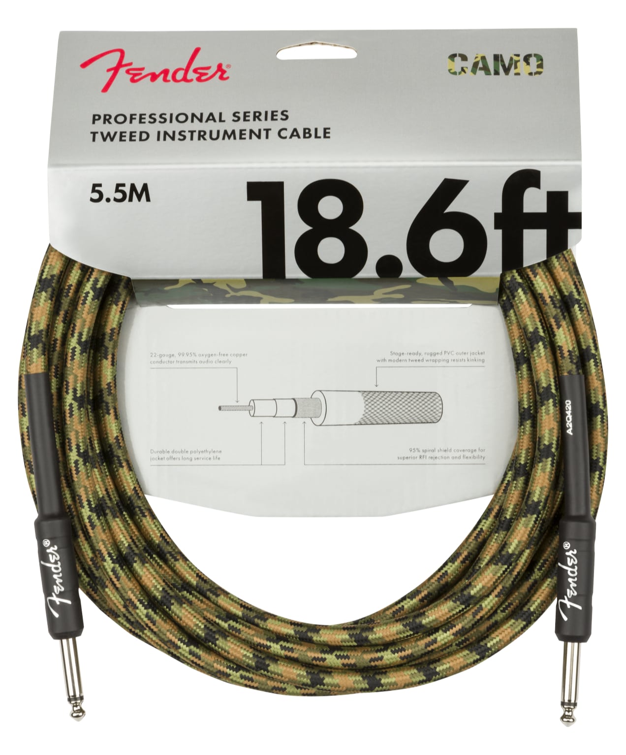 Fender Professional Series Cable Straight 5,5m Woodland Camo