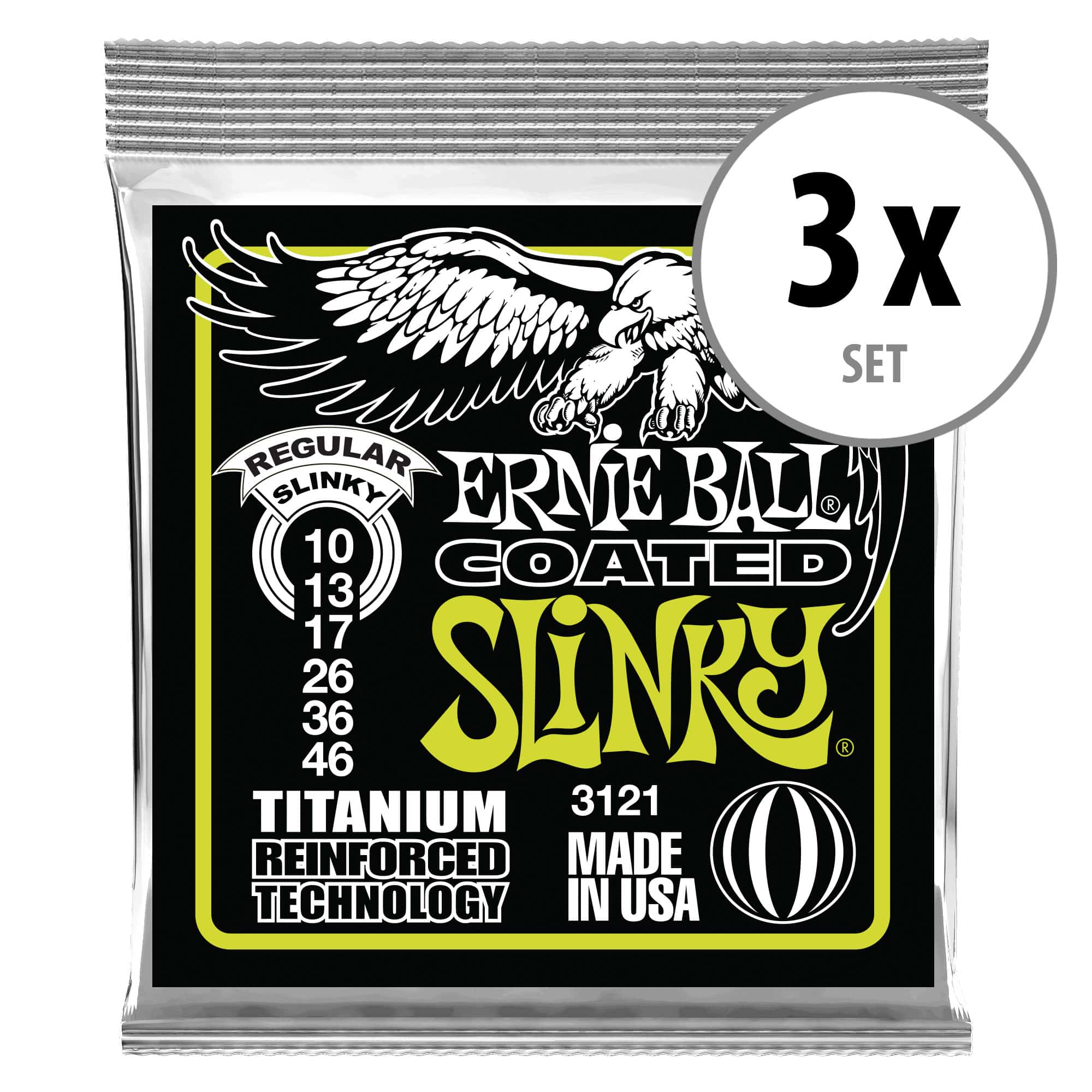 Ernie Ball 3121 Regular Slinky RPS Coated Titanium 3x Set