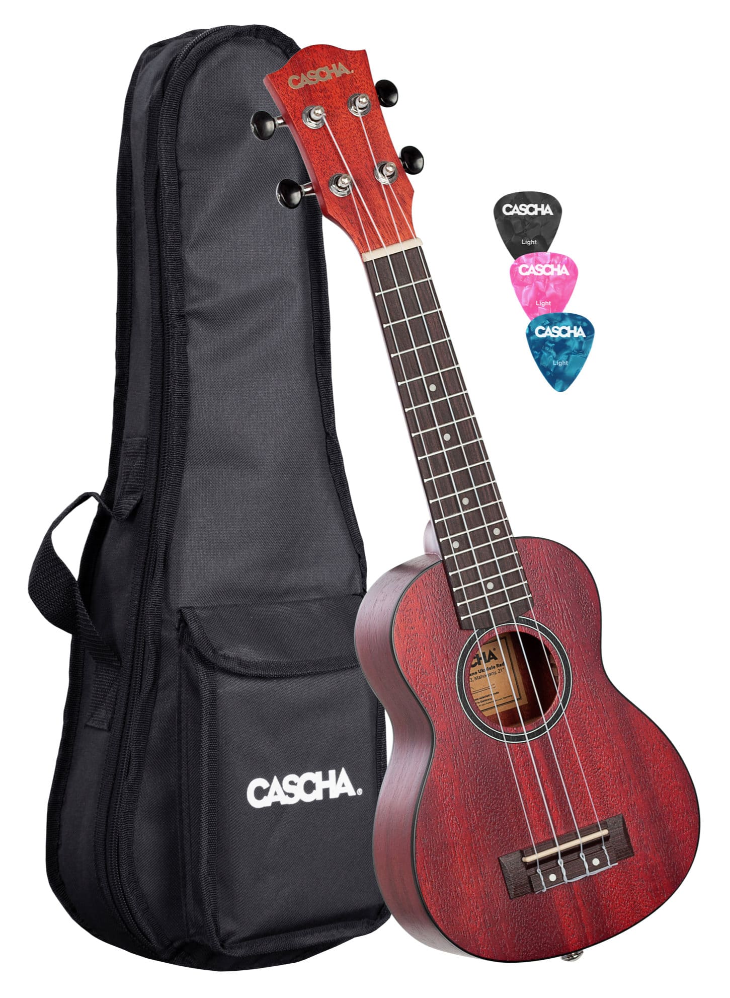 Cascha Premium Mahagoni Sopran Ukulele Set Rot