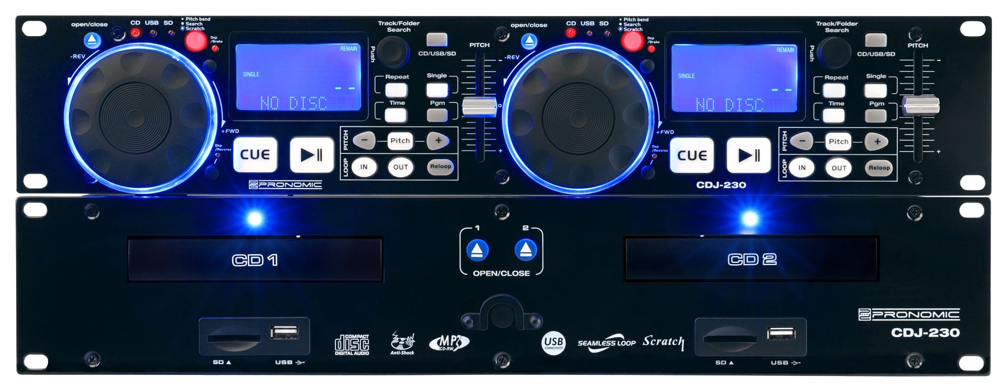 Pronomic CDJ-230 Doppel DJ CD Player mit USB & SD  - Retoure (Zustand: sehr gut)