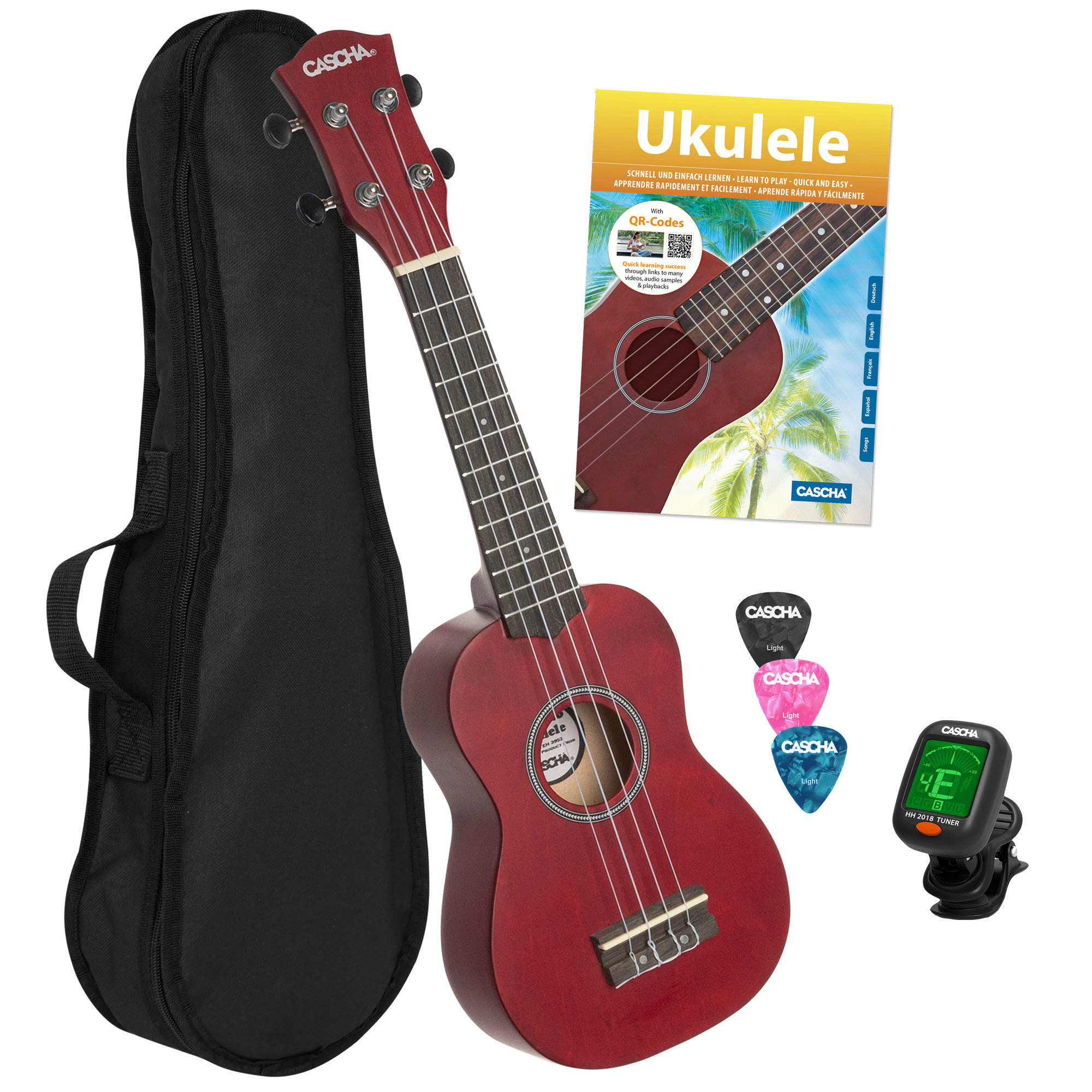 Cascha 3970 Sopran Ukulele Bundle Rot  - Retoure (Zustand: sehr gut)