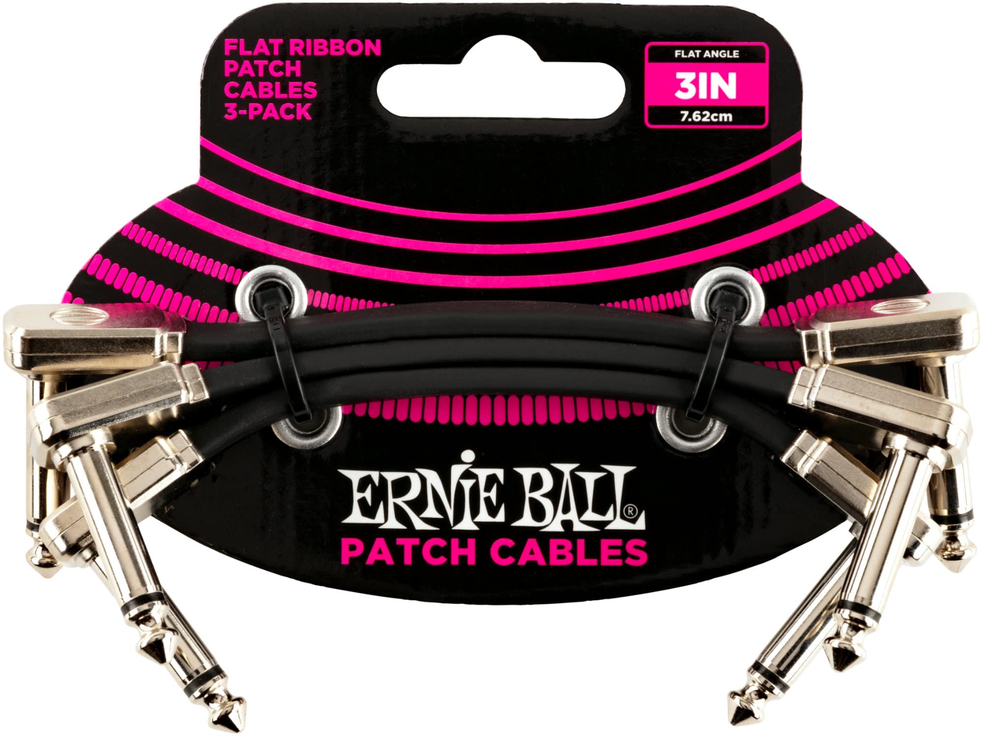 Ernie Ball 6220 Patchkabel 7,5 cm, 3er Pack Schwarz