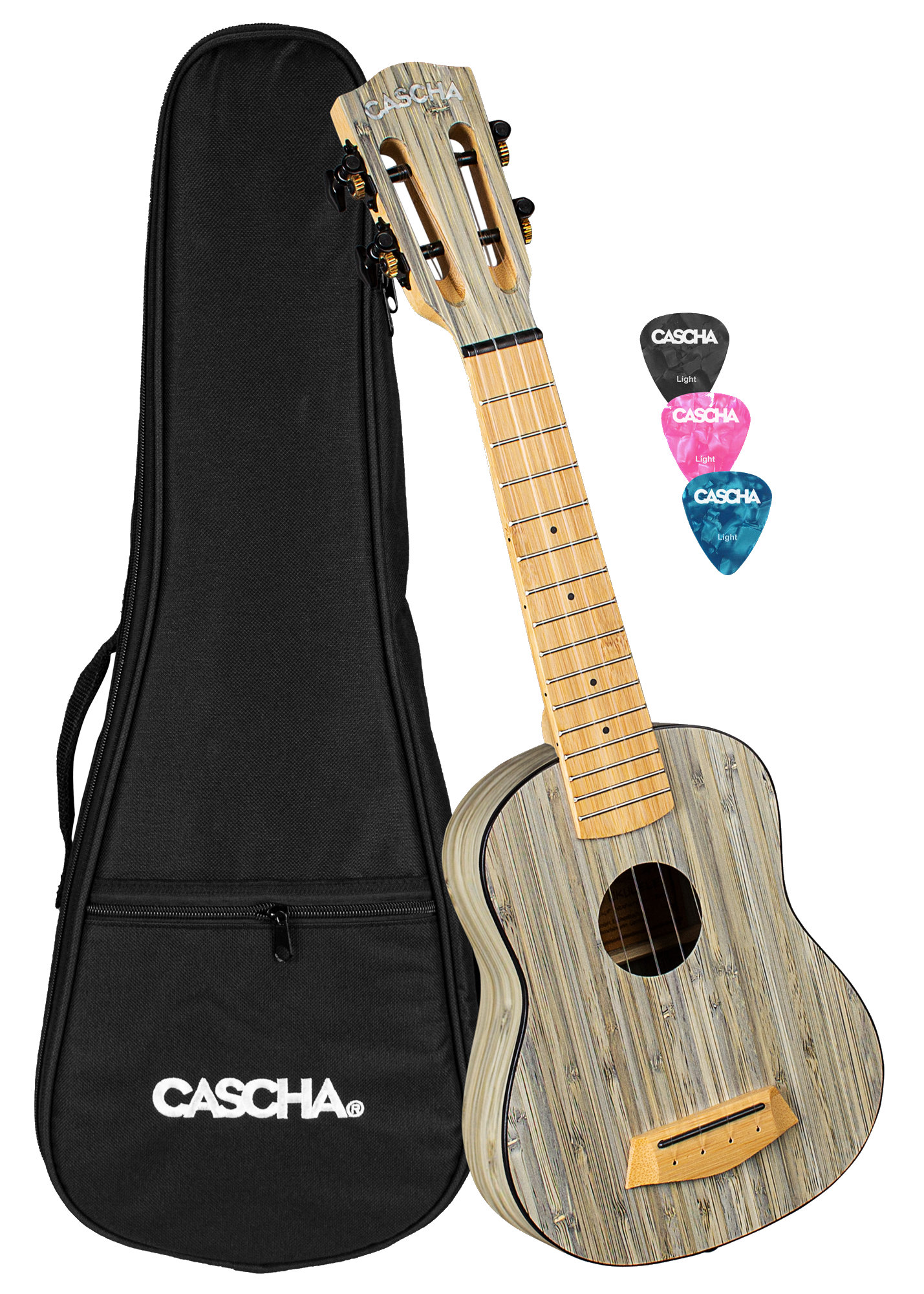 Cascha 2315 Sopran Ukulele Bamboo Graphit Bundle  - 1A Showroom Modell (Zustand: wie neu, in OVP)