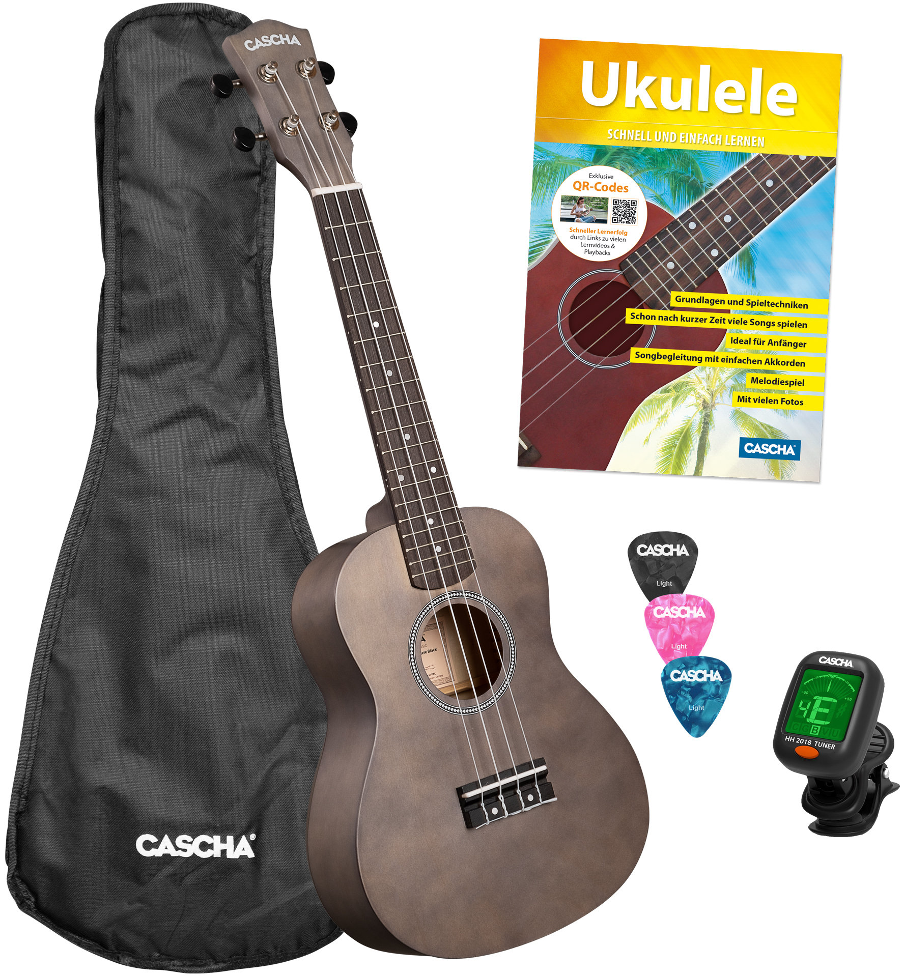 Cascha Linde Sopran Ukulele Set Schwarz