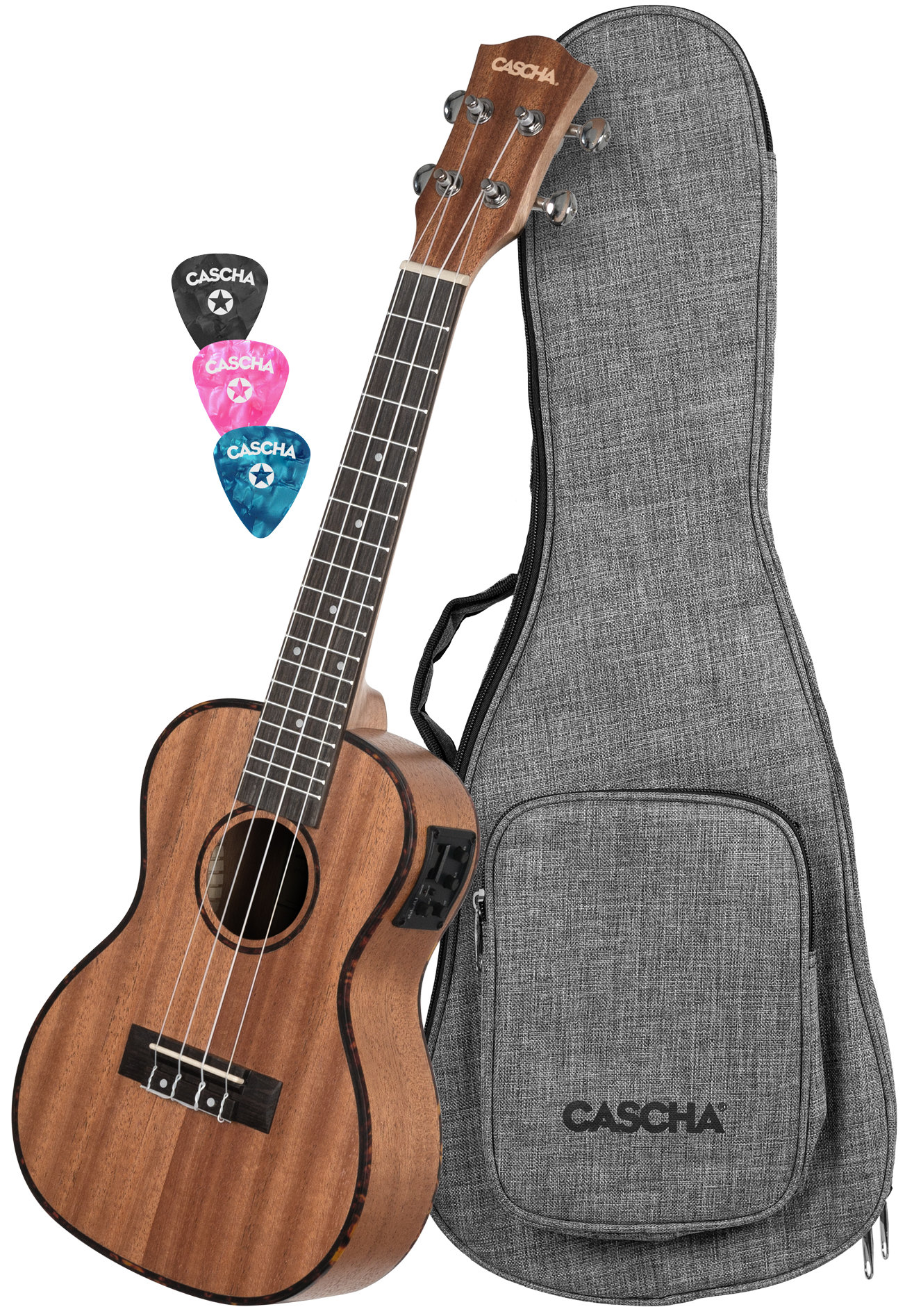 Cascha Premium Konzert Mahagoni Ukulele Set LH