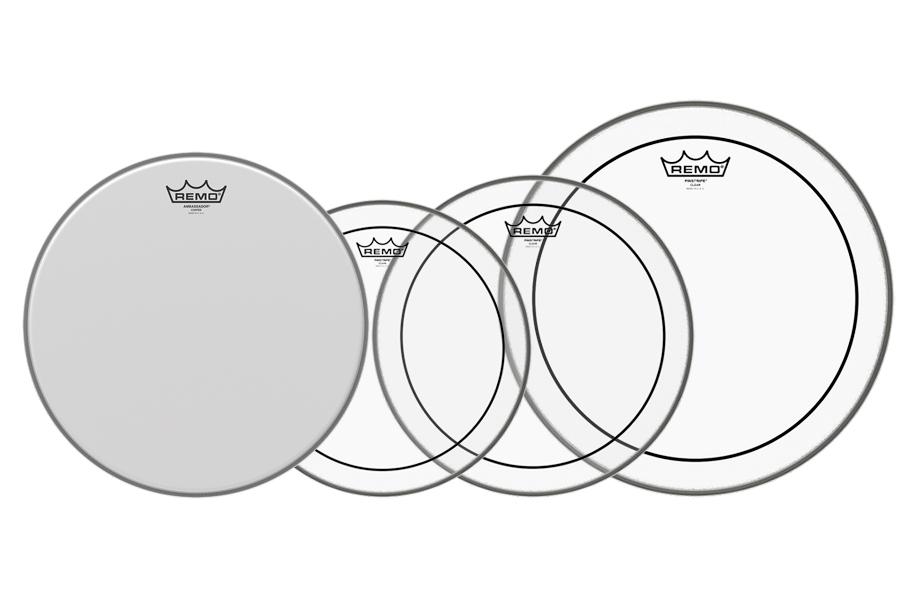 Remo 12" 13" 16" Pinstripe Clear Set PLUS 14" Ambassador Coated