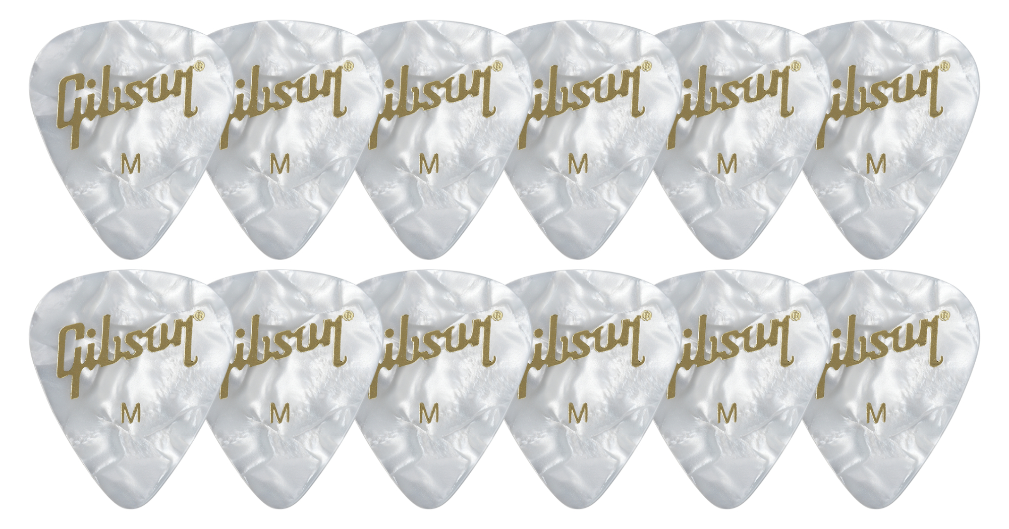 Gibson White Pearl Picks Medium 12er Pack