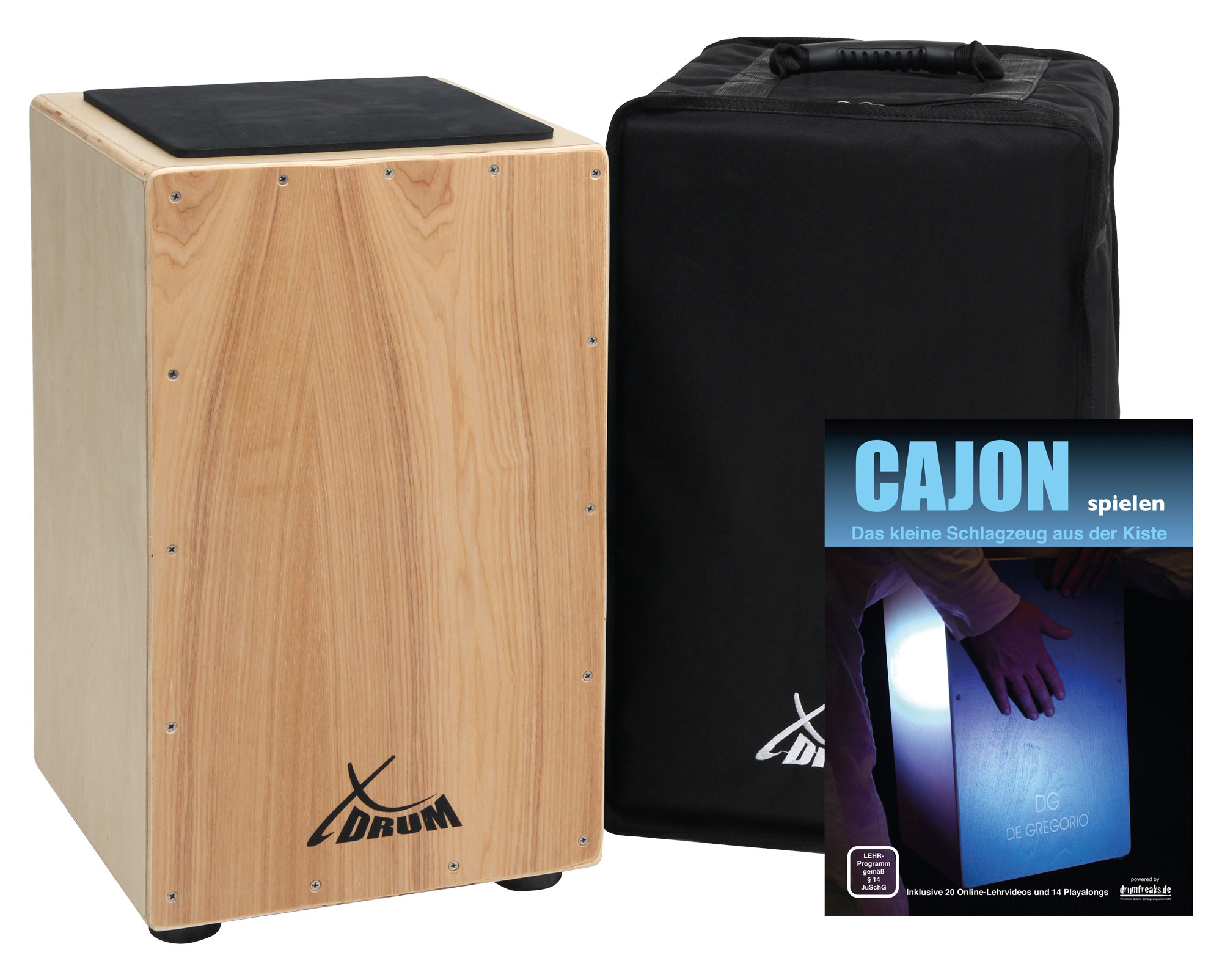 XDrum Cajon Primero Natur inkl. Cajonschule und Tasche  - Retoure (Zustand: sehr gut)