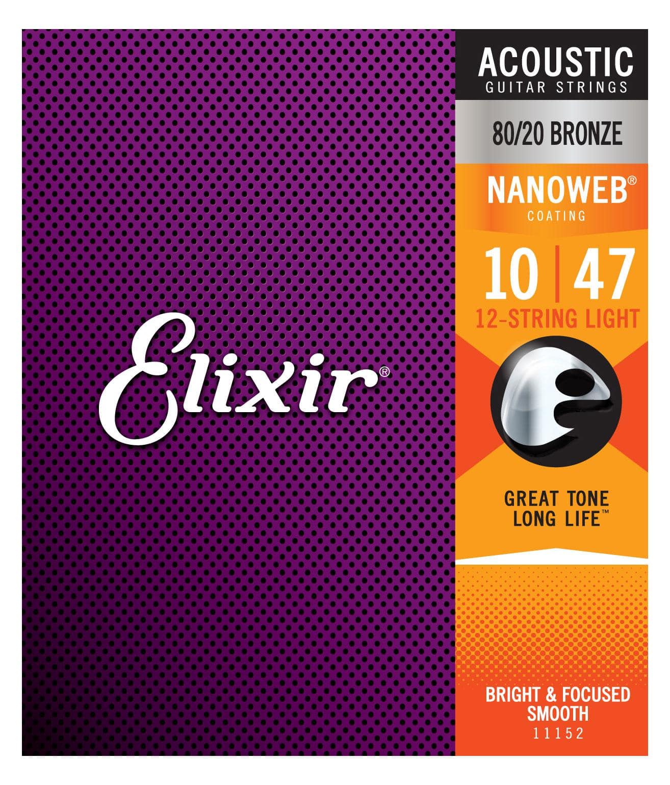 Elixir 11152 Akustik 80/20 Nanoweb Light 12-string