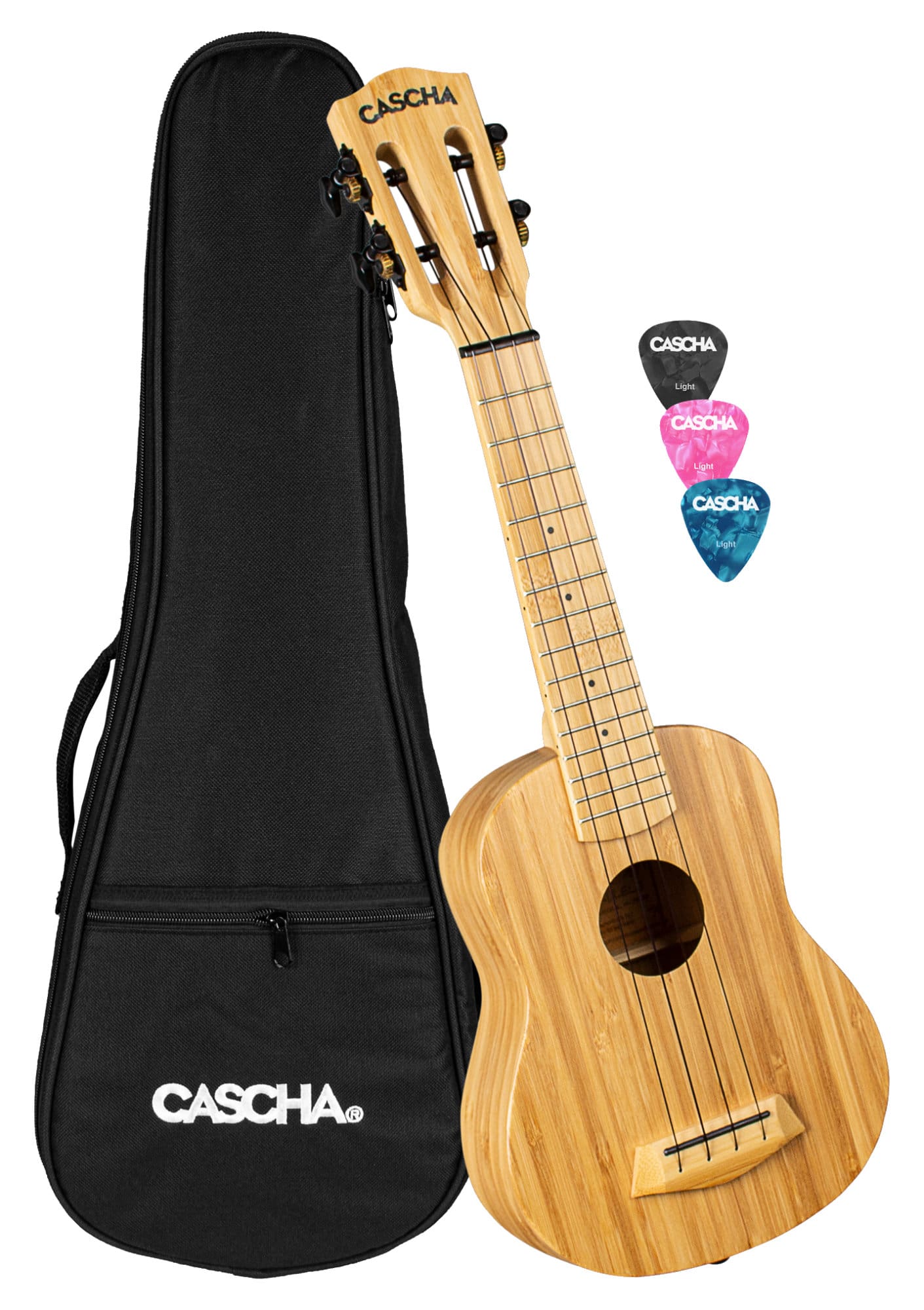 Cascha 2312 Sopran Ukulele Bamboo Natur Bundle