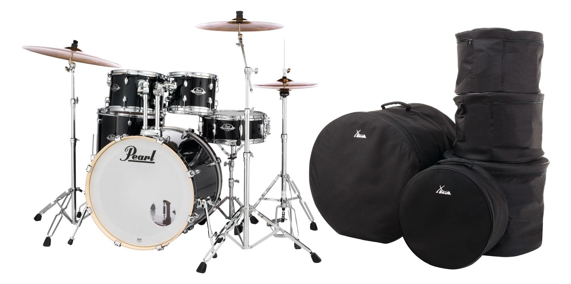 Pearl Export EXX705NBR/C31 Drumkit Jet Black Set mit Taschen