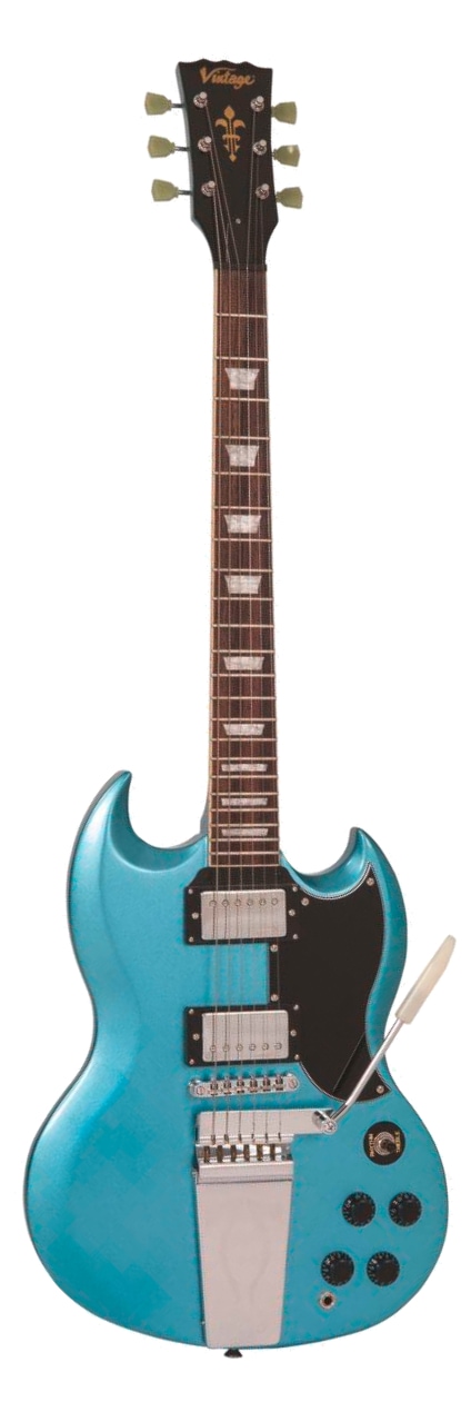 再入荷好評□■VINTAGE JHS VS6 VGH BLUE エレキギター SGタイプ ヴァイブローラー 搭載 #12203■□ その他