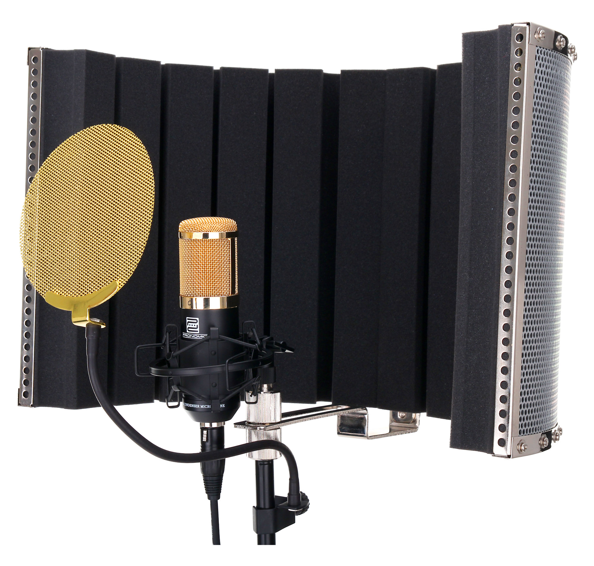 Pronomic Cm-100bg Large Membrane Microphone Set Incl. Stand, Gold Pop 