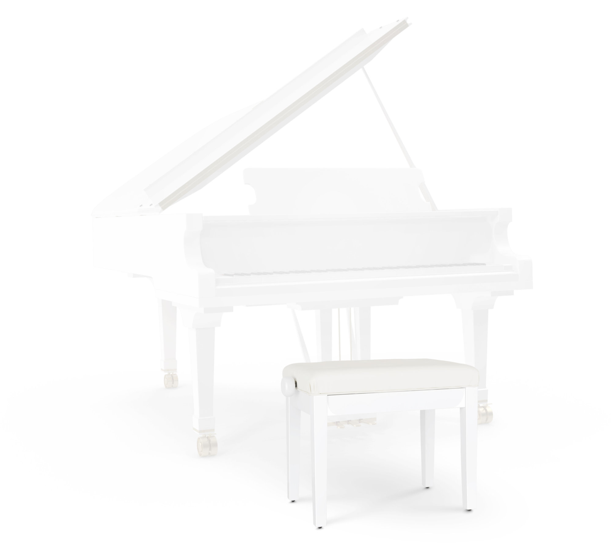 Classic Cantabile Banquette pour piano modèle A Blanc Brillant avec  rembourrage noir