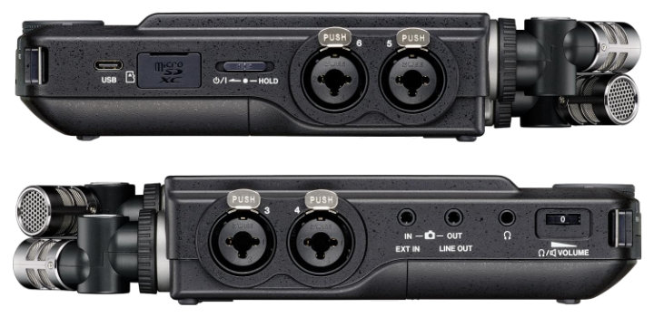 Vier XLR/TRS-Buchsen plus Ein- und Ausgänge für Ihre Kamera und anderes Equipment