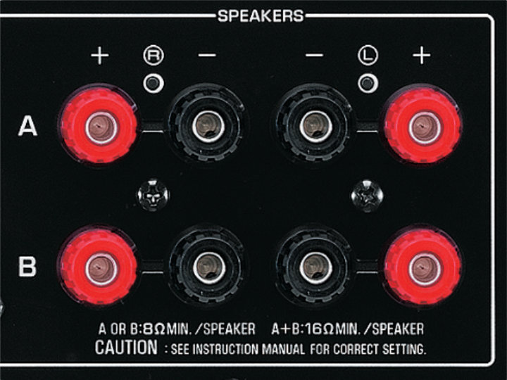Phono-Eingang zum Anschluss eines Plattenspielers und Lautsprecherterminal mit Lautsprecheranschlüssen