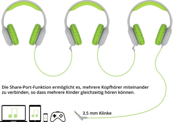 Classic Cantabile KKH-10 GY - Musik teilen und genießen - der ideale Kopfhörer für Kinder!